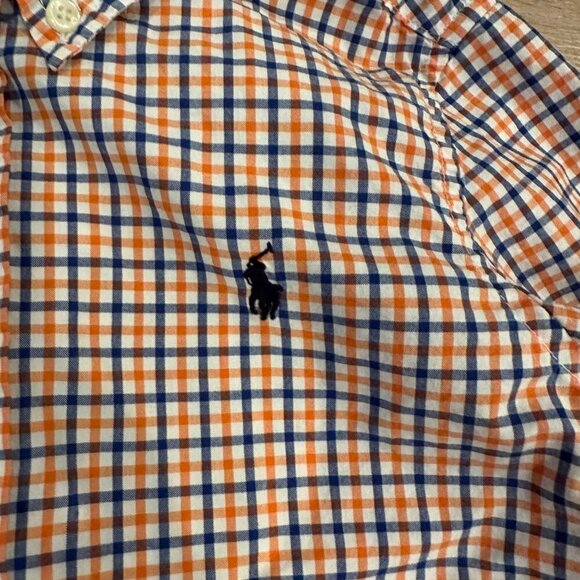 RALPH LAUREN BOYS ORANGE AND BLUE LONG SLEEVE BUTTON UP SHIRT SIZE 4 - Picture 2 of 6